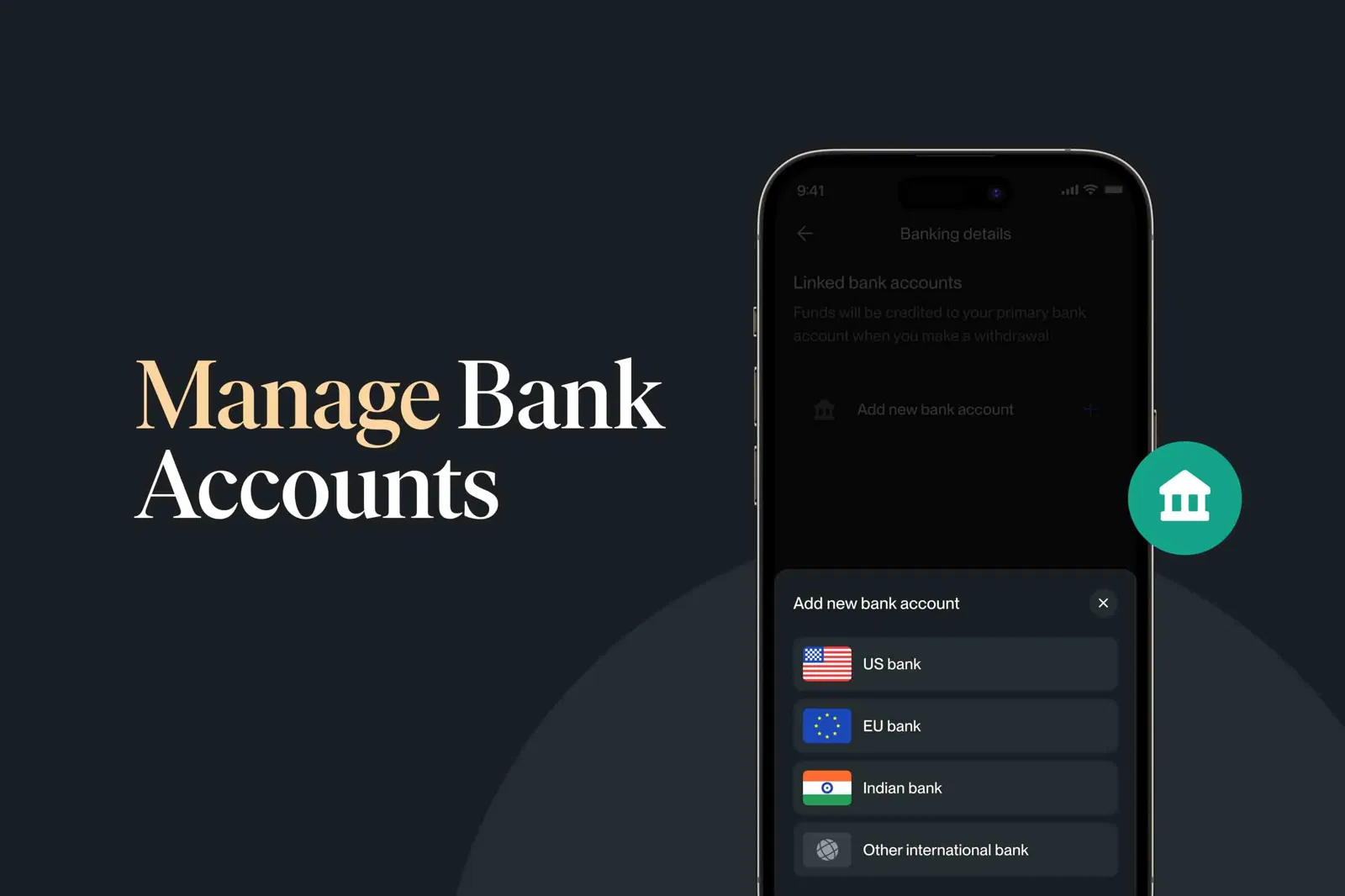 How to add or remove a bank account?